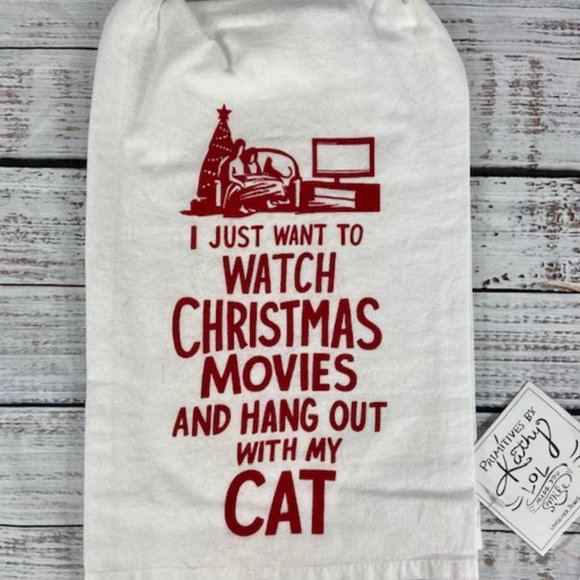 Primitives by Kathy Other - Primitives by Kathy 28 x 28 inch cotton Christmas Towel Watch Movies & Hang Out